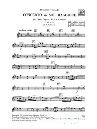 Concerto en Sol Maj. - F. 12 N° 36 - Matériel - VIVALDI - Partition